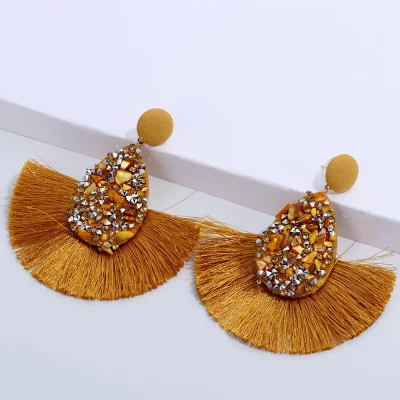 Summer Bohemia Beach Tassel Earrings Party Charm Crystal Glitter Sequins Dangle Fringe Drop Earring Women Fashion Jewelry Gifts