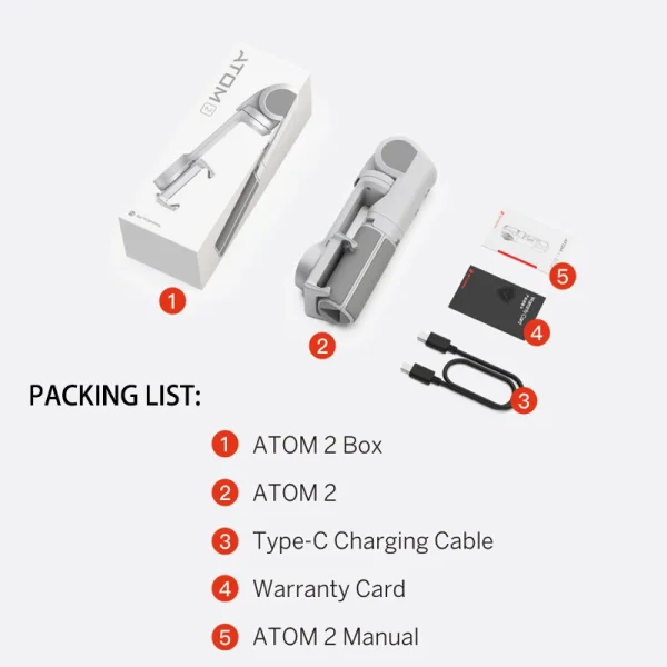 Snoppa ATOM 2 3-Axis Handheld Smartphone Stabilizer Gimbal ATOM2 with Tripod for iPhone Huawei Samsung Xiaomi