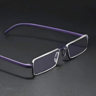 May Flower Metal Anti-Blue Light Reading Glasses Men Half Frame Prescription Eyeglasses Male TR90 Eyewear With Case óculos +1.75