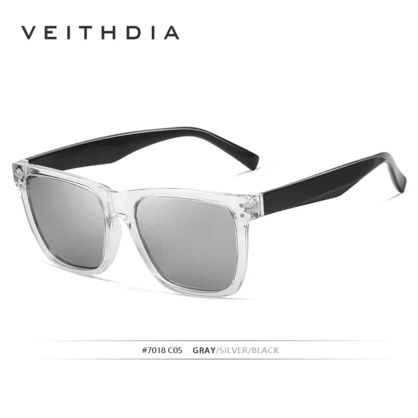 VEITHDIA Sunglasses Unisex Retro TR90 Square Photochromic Mirror Polarized UV400 Vintage Eyewear Sun Glasses For Men/Women 7018