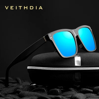 VEITHDIA Sunglasses Unisex Retro TR90 Square Photochromic Mirror Polarized UV400 Vintage Eyewear Sun Glasses For Men/Women 7018