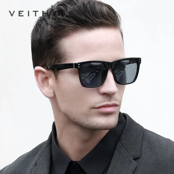 VEITHDIA Sunglasses Unisex Retro TR90 Square Photochromic Mirror Polarized UV400 Vintage Eyewear Sun Glasses For Men/Women 7018