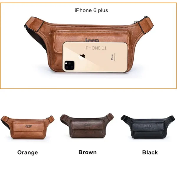 JEEPBULUO Men Waist Bag Pack Casual Functional Money Phone Belt Bag Male unisex  Sling Bag for Belt Leather Hip Bag Chest