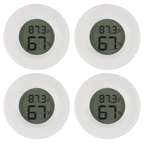 2/4 Pcs Mini Hygrometer Thermometer Fahrenheit or Celsius Meter Digital LCD Monitor Indoor Room Round Humidity Temperature Gauge
