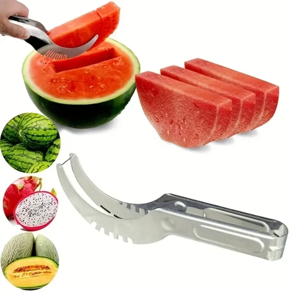 Stainless Steel Watermelon Slicer Non-slip Cutter Melon Cutter Plastic Wrap Handle Not Hurt Hands Fruit Cutting Tool Summer