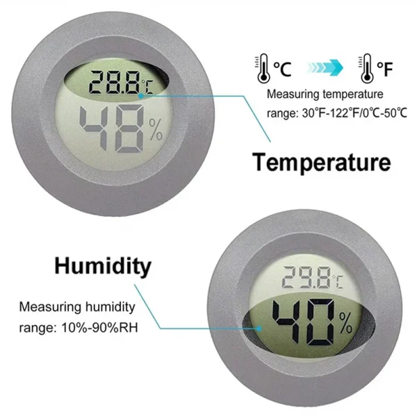 2/4 Pcs Mini Hygrometer Thermometer Fahrenheit or Celsius Meter Digital LCD Monitor Indoor Room Round Humidity Temperature Gauge
