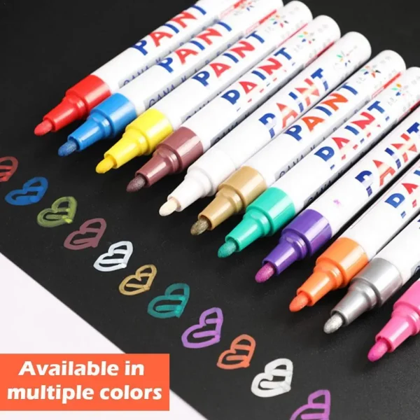 Multi-color Car Oily Painting Pen Permanent Paint Marker Waterproof White Rubber Markers Tire Quick-drying Metal Paint DIY Pens