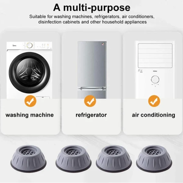 4Pcs Anti Vibration Feet Pads Waterproof Legs Slipstop Silent Skid Raiser Mat Washing Machine Support Dampers Stand Furniture