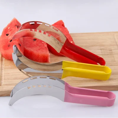 Stainless Steel Watermelon Slicer Non-slip Cutter Melon Cutter Plastic Wrap Handle Not Hurt Hands Fruit Cutting Tool Summer