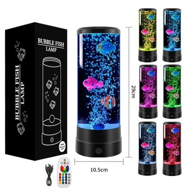LED Fish Lamp Ambient Night Light Remote Control Color Changing Decorative Lights Aquarium Birthday Gift For Children bulb light