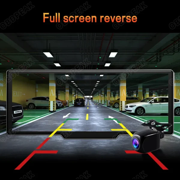 OBDPEAK T20 10.26" Dash Cam Rearview Camera Carplay & Android Auto Smart Player GPS Navigation Car DVR FM Mirror Monitor