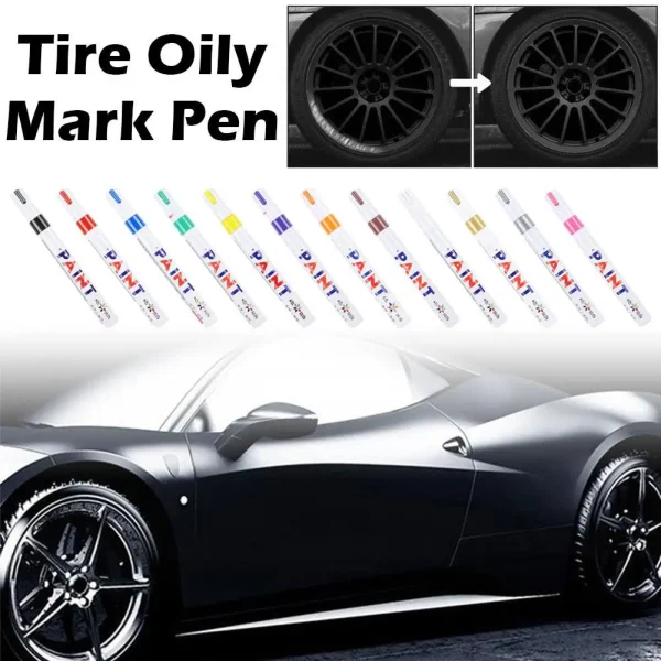 Multi-color Car Oily Painting Pen Permanent Paint Marker Waterproof White Rubber Markers Tire Quick-drying Metal Paint DIY Pens
