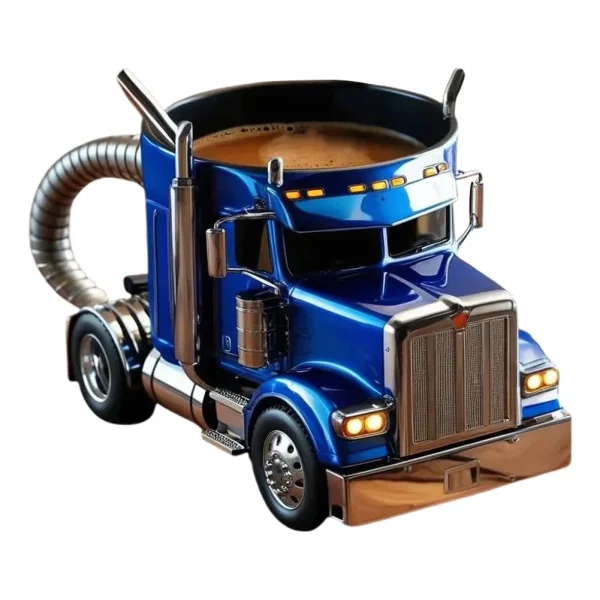 200-250ml Funny Semi-Truck Coffee Mugs Stainless Steel Drinkware Cups Handcrafted Water Bottle Resin Beer Mug for Novelty Gift