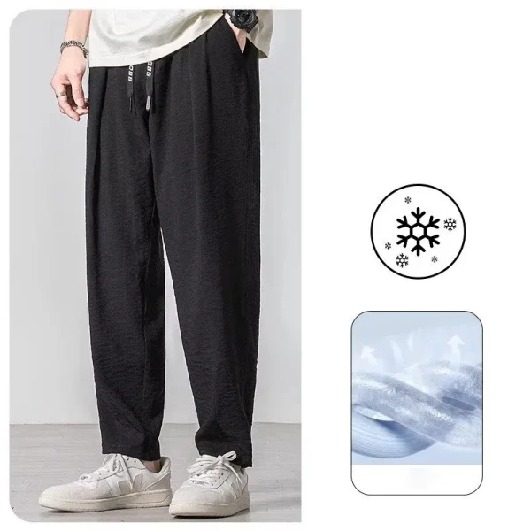 Summer Men's Ice Silk Pants Breathable Joggers Streetwear Cotton Linen Sweatpants Casual Pants Hawaiian Vacation Loose Trousers