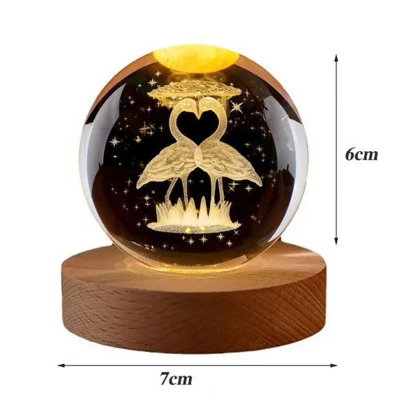 Glass Ball Night Light with Wooden Base 7 Color Changing User-friendly 3D Solar System Crystal Ball Night Light Home Decor