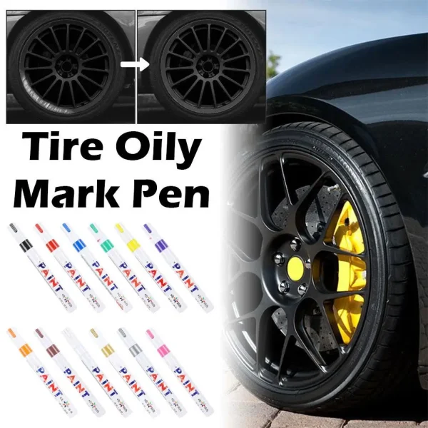 Multi-color Car Oily Painting Pen Permanent Paint Marker Waterproof White Rubber Markers Tire Quick-drying Metal Paint DIY Pens