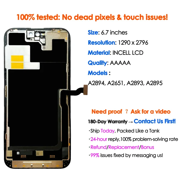 High quality AAA incell LCD For iPhone 14 Pro Max Display Touch 14 promax Screen Replacement Digitizer Assembly Repair parts