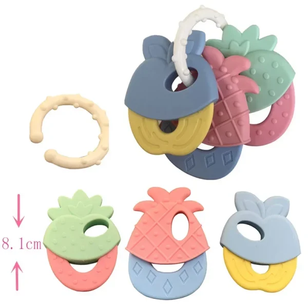 Silicone Teethers for Baby Things Newborn Chews Food Grade Teethers Training Bed Toy Baby fruit item Feeding Infant Rattle