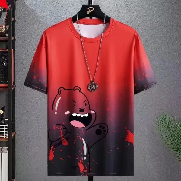 Fashionable Trendy Men's T-Shirt Letter Gradient Printed T-Shirts Casual Loose Short Sleeved Tees Oversized Men's Clothing Tops