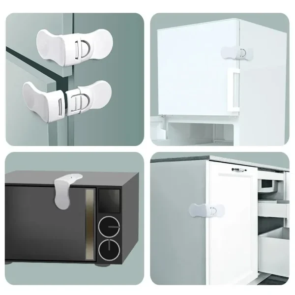 Home Baby Safety Locks Drawer Lock Anti-Pinching Hand Cabinet White Drawer Locks Refrigerator Lock Buckle Children Protection