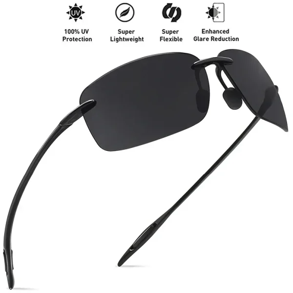 Classic Sports Rimless Sunglasses Men Women Male Driving Golf Rectangle Ultralight Frame Sun Glasses UV400 De Sol