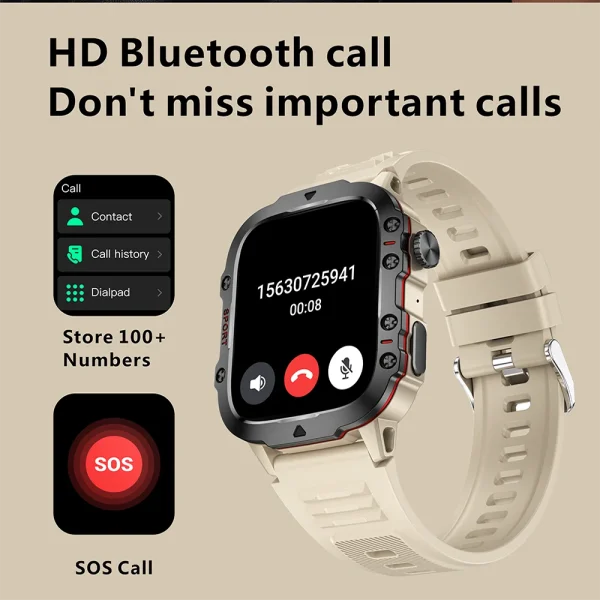 Military Men Smart Watch Bluetooth Call Fitness Clock Heart Monitor 3ATM Swim Waterproof Sport Smartwatch for Xiaomi iPhone 2025