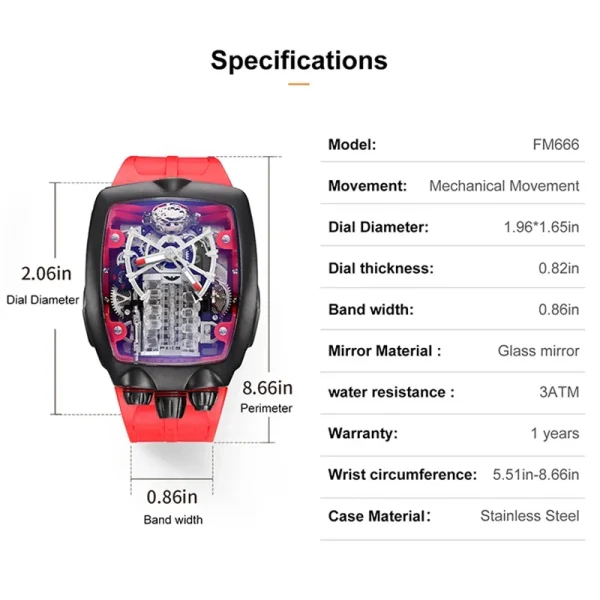 FKICE Super Running Concept Fashion Men's Watches Large Dial Automatic Luxury Watch Men Waterproof Watch Men Wrist Watch FM666