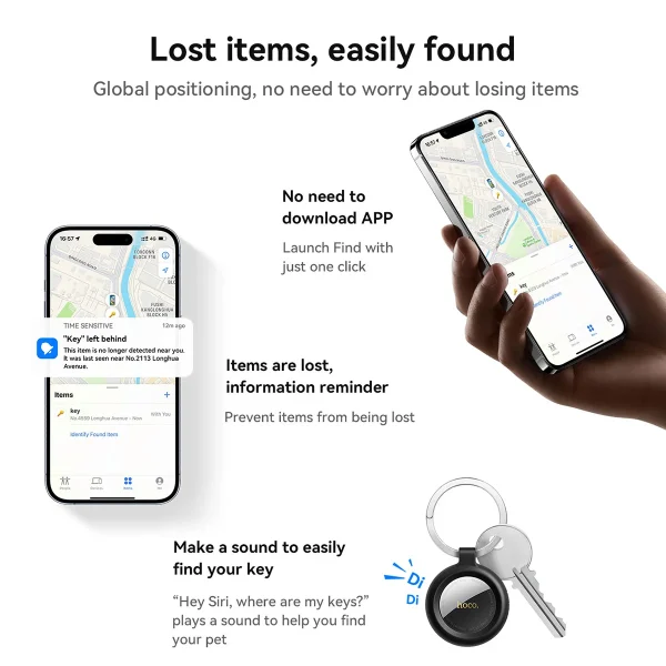 E100 GPS AirTag Based on Apple Find My Anti-Lost Device With Case Tracker Sound Located Reminder Alarm Car Pets Keychain Finder
