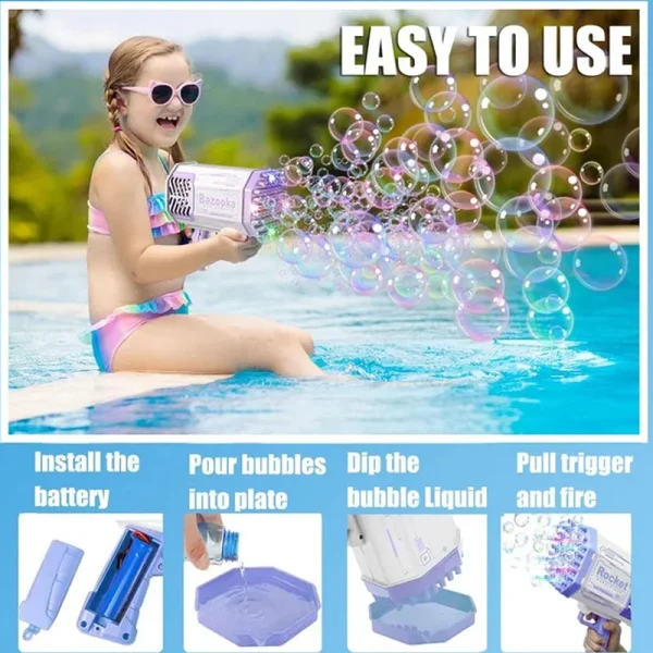 69 Holes Soap Blaster Bubble Gun Kids Adults Party Wedding Summer Fun Gifts Indoor and Outdoor Toys Ages 3 4 5 6 7 8 Boy Girl