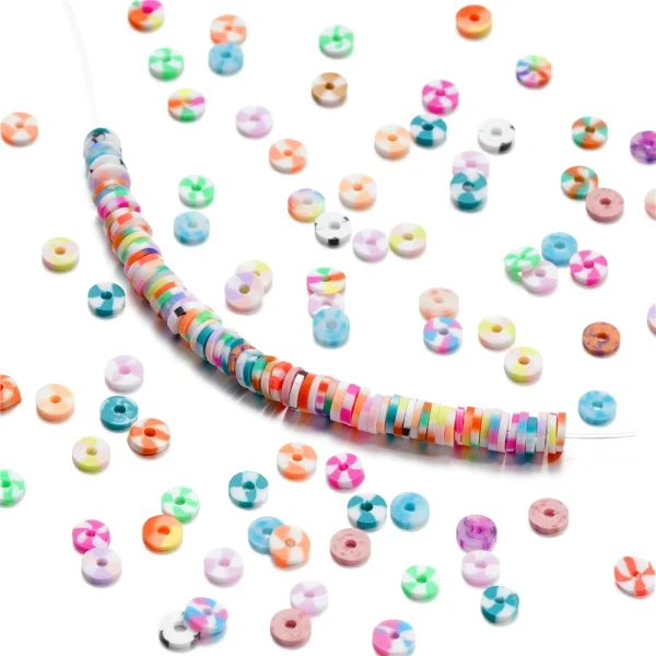 350pcs 6mm Flat Round Polymer Clay Beads Loose Spacer Beads for Jewelry Making DIY Needlework Bracelet Necklace Accessories