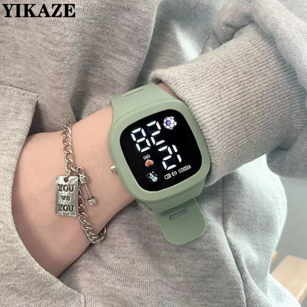 Sports Electronic Watch for Kids Children LED Digital Watch Big Dial Silicone Football Sports Watch Boys Girls Student Clock