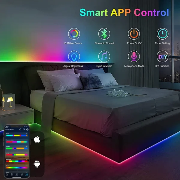 WS2812B LED Strip Bluetooth Music USB Controller Kit Individually Addressable Smart RGB LED Tape 30/60/74/96/144Leds/m DC5V