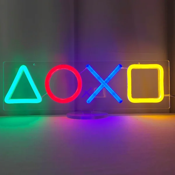 LED Neon Wall Mounted Mood Night Light Room Tabletop Neon Light Game Icon PS4 Game Room Bar Decoration Birthday Gift USB-operate