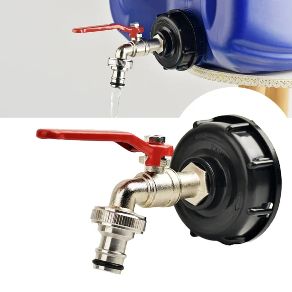 IBC Tank Tap Adapter S60*6 Coarse Thread to Brass/Alloy 16mm Quick Connect Replacement Valve Garden Home Valve Fitting Faucet
