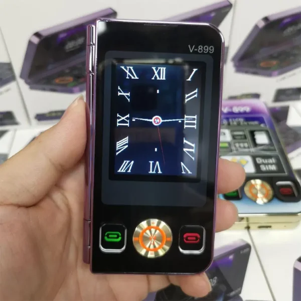 V8 Pro Foldable Flip Phone 2G Senior Mobile With Big Buttons, Flashlight & Multilingual Support Dual SIM Dual Standby
