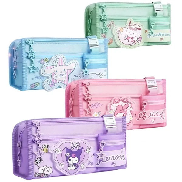 Sanrio Series Pencil Case Kuromi Cartoon Animation Good-Looking Large Capacity Children Pencil Storage Stationery Box Wholesale