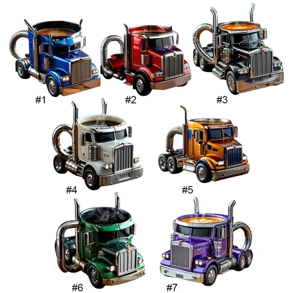 200-250ml Funny Semi-Truck Coffee Mugs Stainless Steel Drinkware Cups Handcrafted Water Bottle Resin Beer Mug for Novelty Gift
