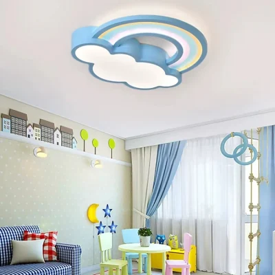 Children’s Room Ceiling Lamp Cartoon Rainbow Clouds Simple And Warm Boys And Girls Bedroom Princess Room Light Fixtures