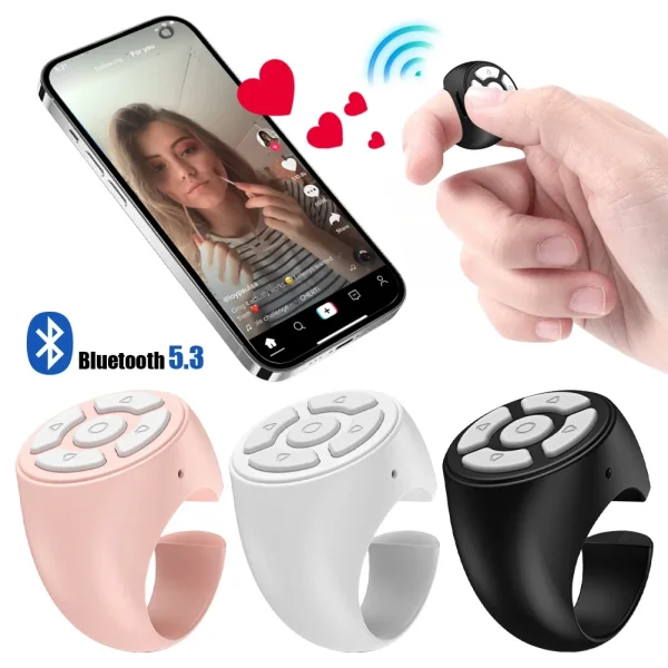 Scrolling Ring Wireless Finger Shutter Remote Control Page TurnerMobile Phone Controller Bluetoothcompatible For Home Travel Car