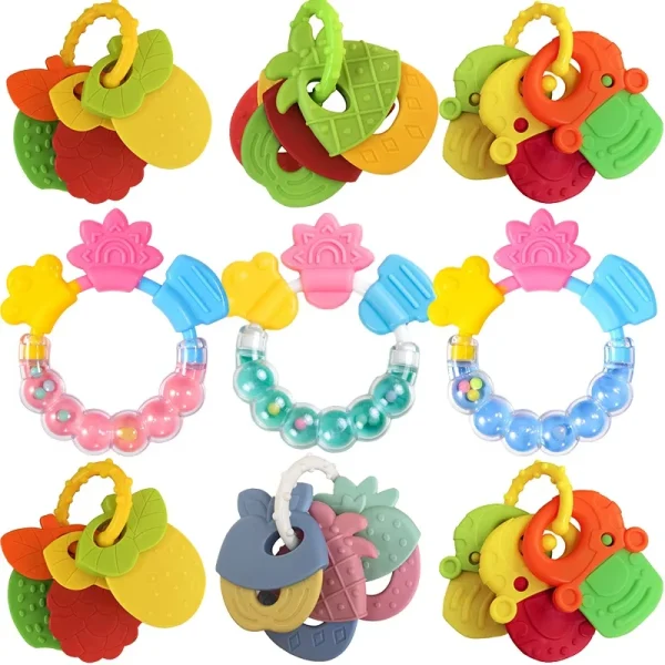 Silicone Teethers for Baby Things Newborn Chews Food Grade Teethers Training Bed Toy Baby fruit item Feeding Infant Rattle