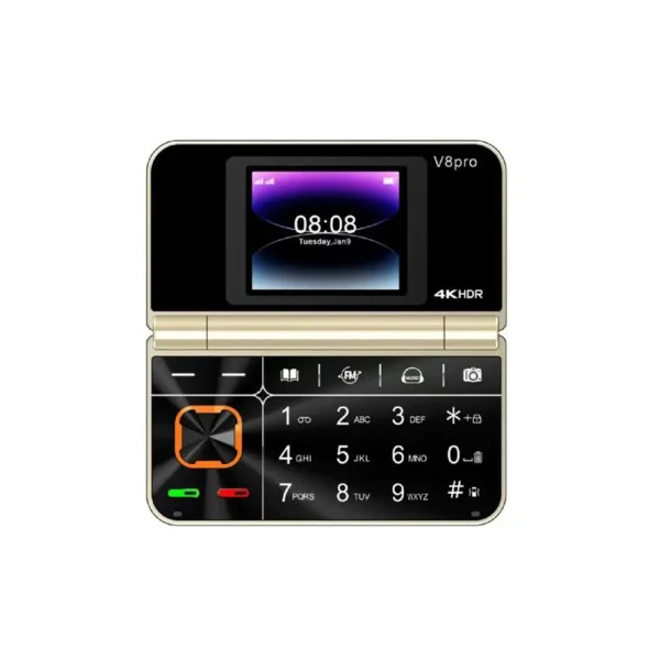 V8 Pro Foldable Flip Phone 2G Senior Mobile With Big Buttons, Flashlight & Multilingual Support Dual SIM Dual Standby