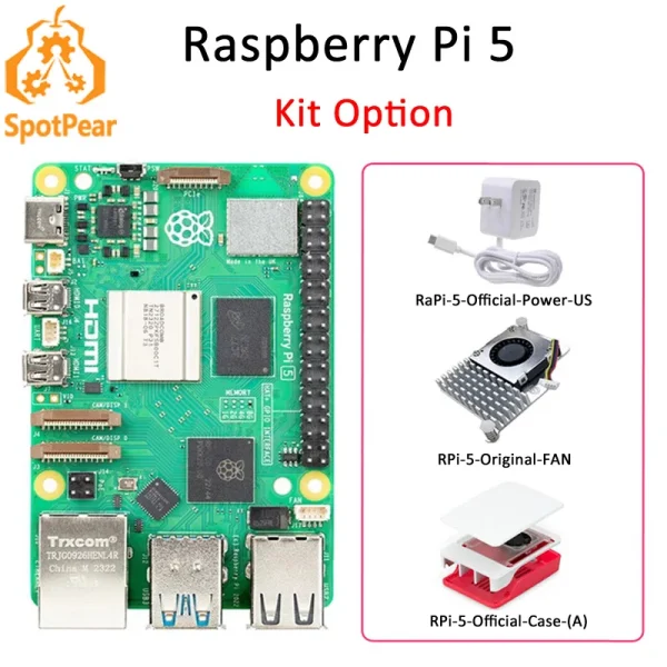 Raspberry Pi5 8GB / 16GB / 4GB / 2GB RAM Official Original Pi5 Model PD Power Supply Active Cooler Fan Heatsink Option