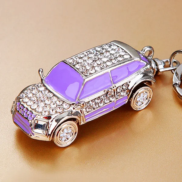 Hot Mini Car Keychain Rhinestone Car Keychain Key Rings for Men Women Car Decorations Perfect Christmas Gifts Kids Toy Gift