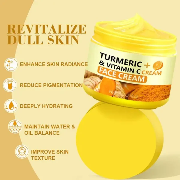 50g Turmeric VC Face Cream Turmeric Whitening Face Cream Wrinkle Removal Lighten Fine Lines Facial Moisturizing Lotion Face care