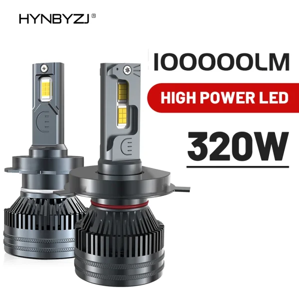 HYNBYZJ H7 H4 H11 LED Headlight 320W High Power H1 H8 H9 HB4 HB3 9005 9006 9012 Turbo Lamp 6000K White Car Light
