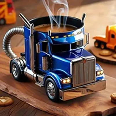 200-250ml Funny Semi-Truck Coffee Mugs Stainless Steel Drinkware Cups Handcrafted Water Bottle Resin Beer Mug for Novelty Gift