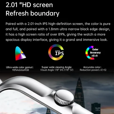 2025 2.01” Smart Watch Bluetooth Call Play Music Smartwatch Fitness Clock Sport Waterproof Watches for Men Women iPhone Android