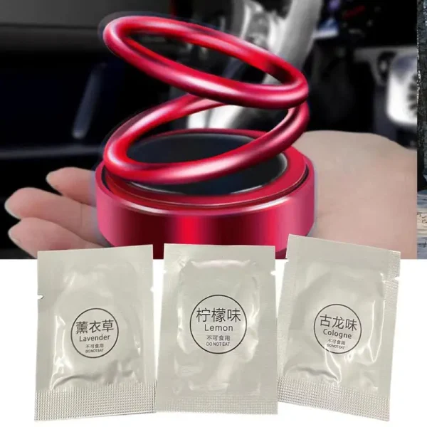 Car Perfume Diffuser Rotating Solar Air Freshener Double-ring Aromatherapy Diffuser Scent Car Decoration Interior Accessories