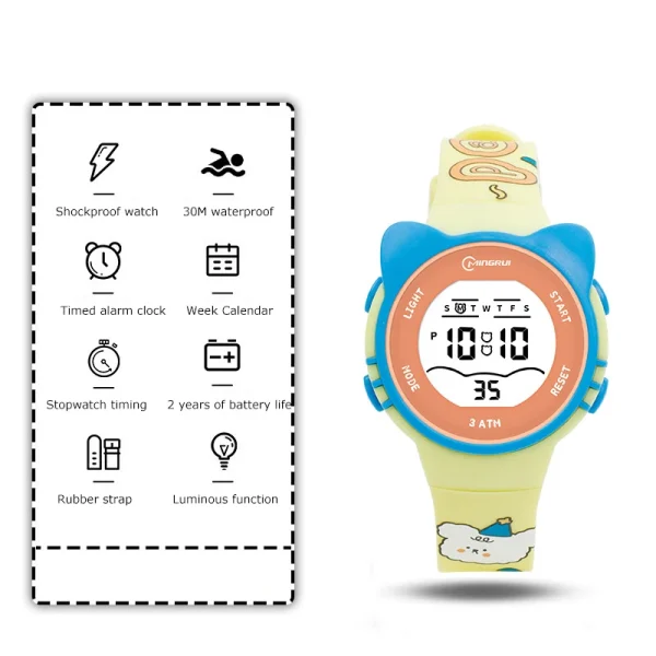 UTHAI 2024 Children Watch Girls Cute Cartoon Electronic Watches Waterproof Alarm Clock Multi Functional Boys Student Wristwatch