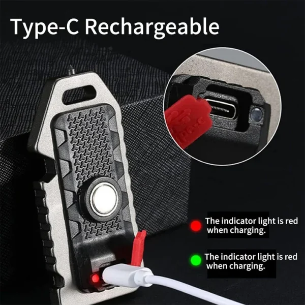 Cob Mini Flashlight Keychain Light, 500 Lumens Bright Rechargeable Small Multi-Function Work Pocket Light for Camping